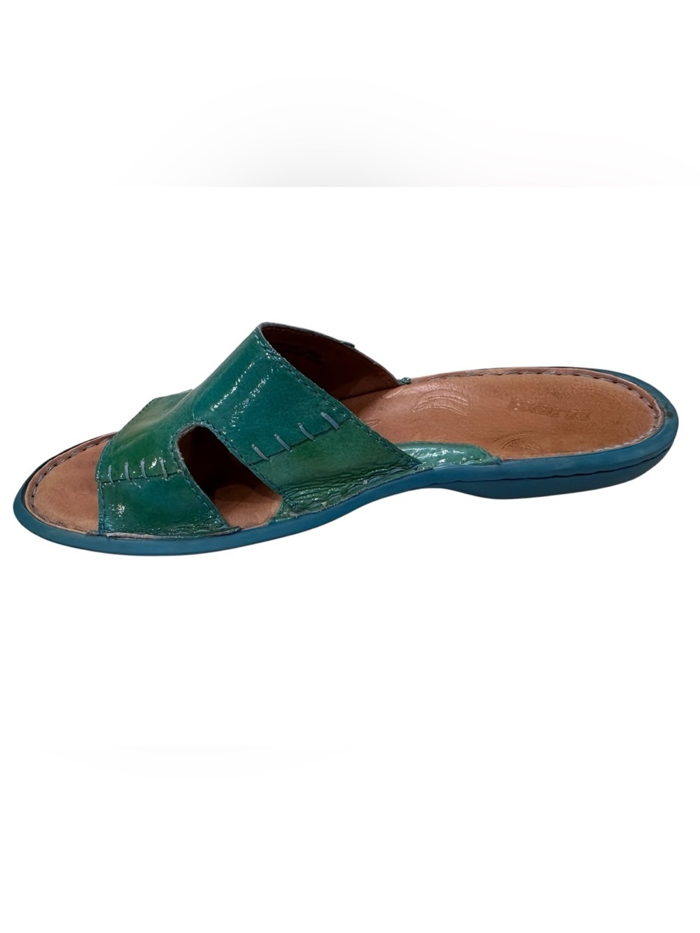 Women’s Born Aqua Green Swirled Patent Leather Shoes Sandals Mules Size 8 - Picture 4 of 7